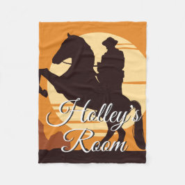 Cowboy auf Pferd bei Sonnenuntergang Personalisier Fleecedecke