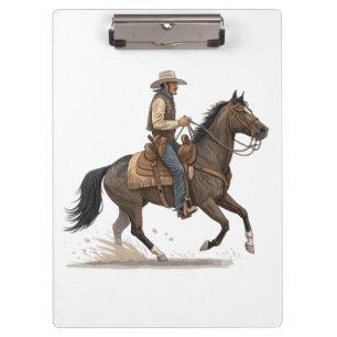 Cowboy auf Pferd Klemmbrett