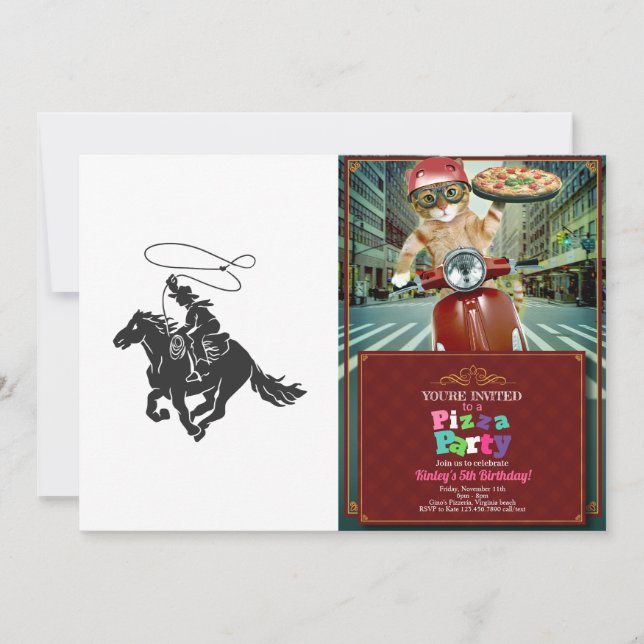 Cowboy auf Pferd mit Lasso Einladung (Vorderseite)