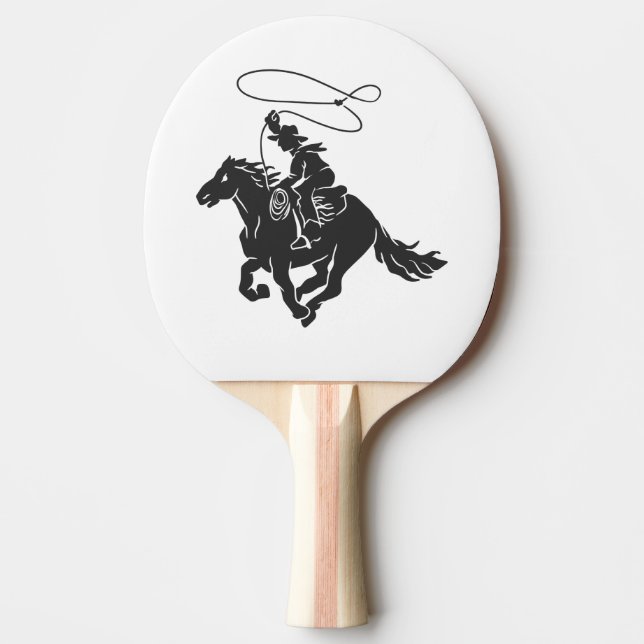 Cowboy auf Pferd mit Lasso Tischtennis Schläger (Vorderseite)