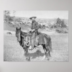 Cowboy auf seinem Pferd PhotographSouth Dakota Poster