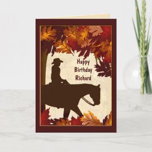Cowboy Autumn Custom Birthday Card Karte
