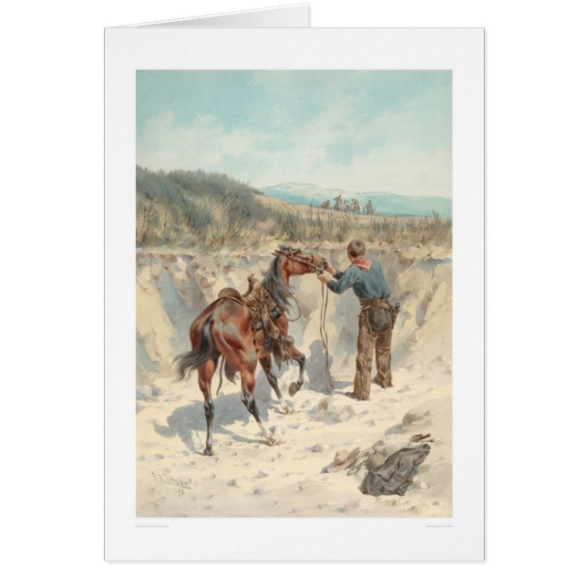 Cowboy avec le cheval dans Arroyo… (1324) (Devant)