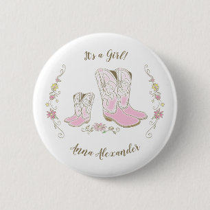 Cowboy Baby Dusche Country Western Blue Boy Button