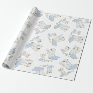 Cowboy Baby Dusche Country Western Blue Boy Geschenkpapier