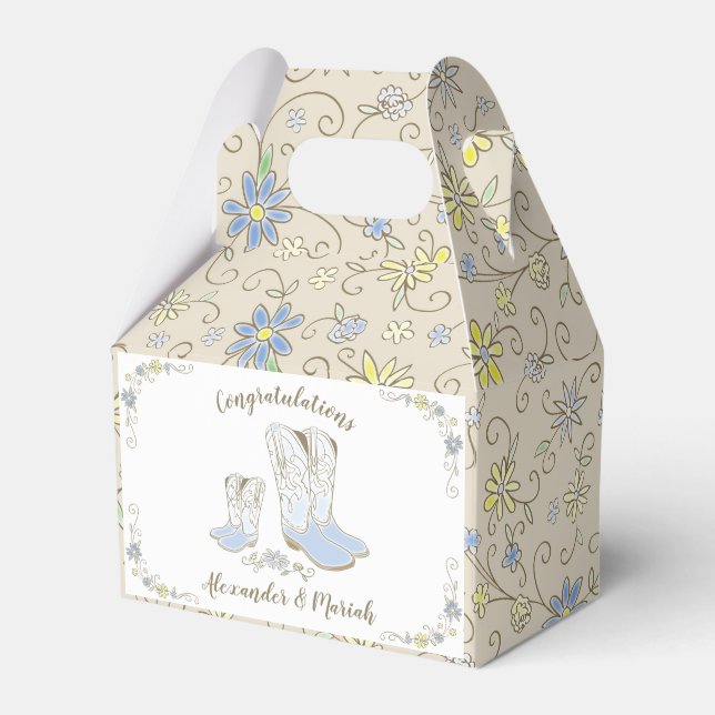 Cowboy Baby Dusche Country Western Blue Boy Geschenkschachtel (Vorderseite)