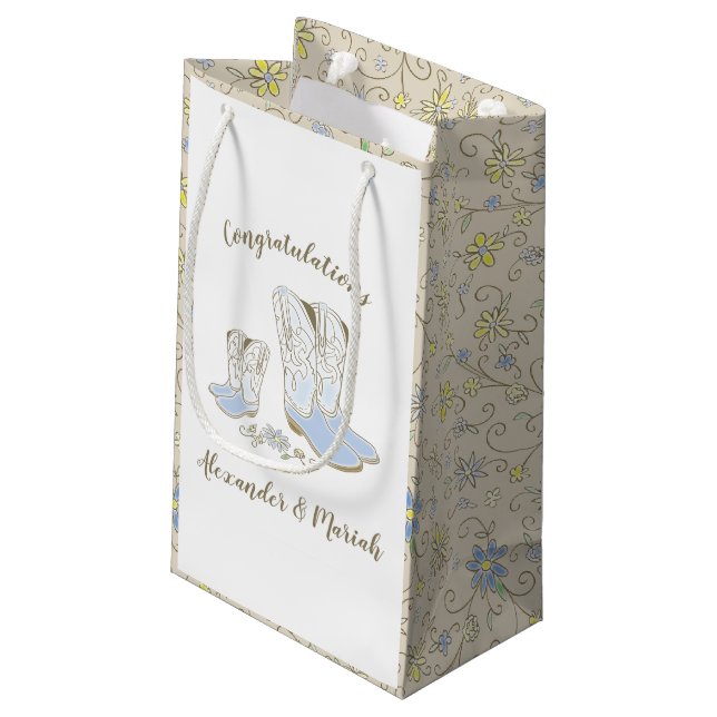 Cowboy Baby Dusche Country Western Blue Boy Kleine Geschenktüte (Rückseite Schrägansicht)
