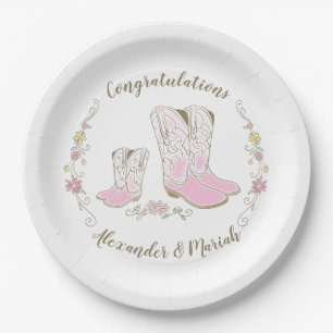 Cowboy Baby Dusche Country Western Blue Boy Pappteller