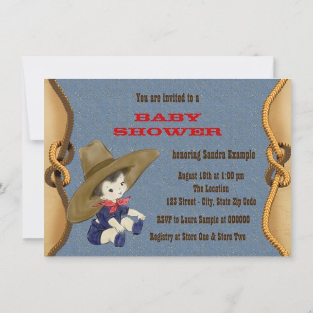 Cowboy Baby-Dusche Einladung (Rückseite)