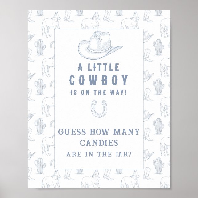 Cowboy Baby Dusche Rate wie viele Bonbons Poster (Vorne)
