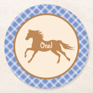 Cowboy Baby-Dusche Runder Pappuntersetzer
