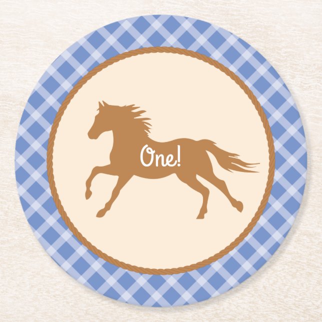 Cowboy Baby-Dusche Runder Pappuntersetzer (Vorderseite)