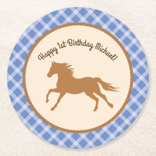 Cowboy Baby-Dusche Runder Pappuntersetzer