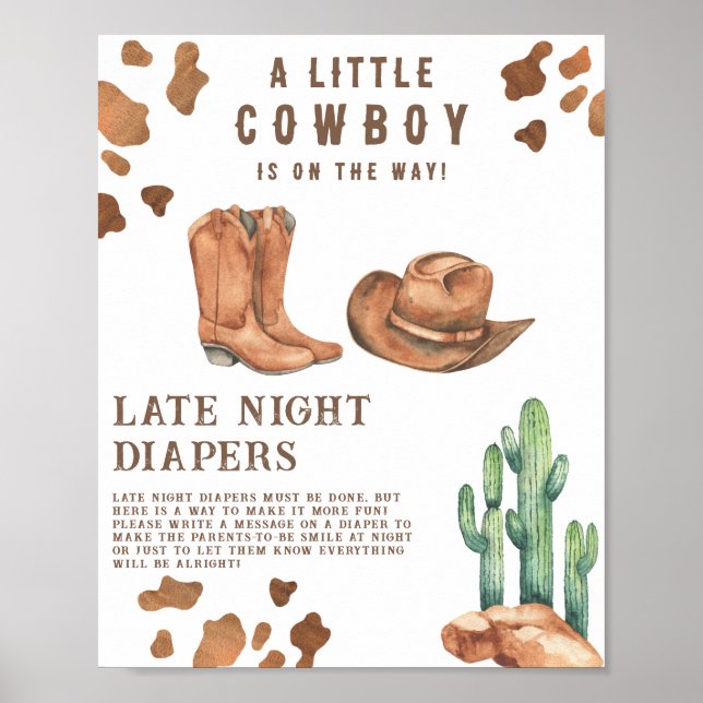 Cowboy Baby-Dusche Spätabendtauchspiel Poster (Vorne)