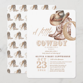 Cowboy Baby Dusche Wasserfarbe Rustikal Einladung
