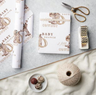 Cowboy Baby Dusche Wasserfarbe Rustikal Geschenkpapier