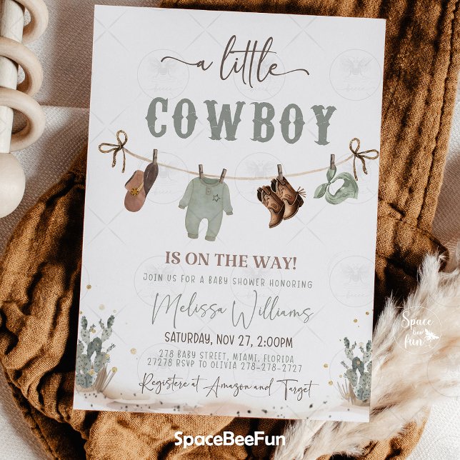Cowboy Baby Dusche Western Einladung (cowboy baby shower invitation, little cowboy is on the way, western baby shower invite, wild west ba)