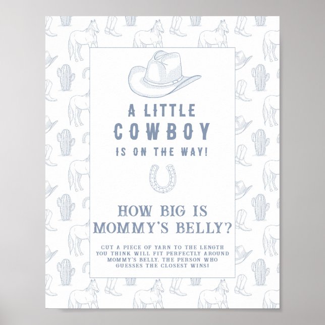 Cowboy Baby Dusche Wie groß ist Mama's Bauchspiel Poster (Vorne)