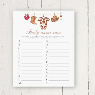 Cowboy-Baby-Party - Baby Namens-Rennen Spiel