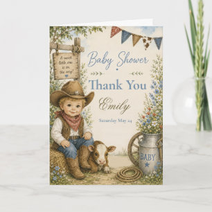 Cowboy-Baby-Party Dankeskarte