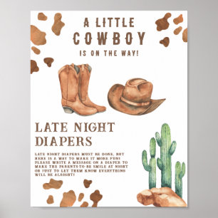 Cowboy-Baby-Party Diapers-Spiel für die späte Nach Poster