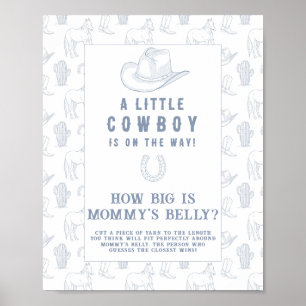 Cowboy-Baby-Party Wie groß ist Mamas Bauch Spiel Poster