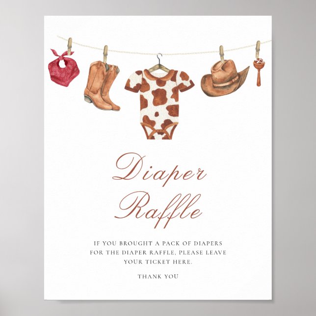 Cowboy-Baby-Party - Windel-Raffle-Poster Poster (Vorne)