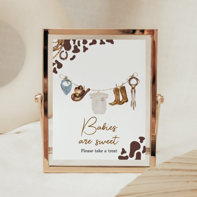 Cowboy Baby Shower Babys sind süß Poster (Wild West Rodeo Baby Shower Babies are Sweet Sign)