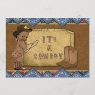 Cowboy Baby Shower Einladung Afroamerikaner