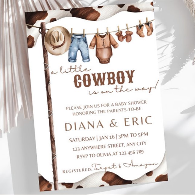 Cowboy Baby Shower Einladung Vorlage, ein wenig (Von Creator hochgeladen)