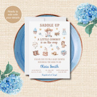 Cowboy-Baby-Shower-Einladungen Sattel auf
