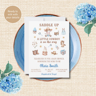 Cowboy-Baby-Shower-Einladungen Sattel auf Einladung