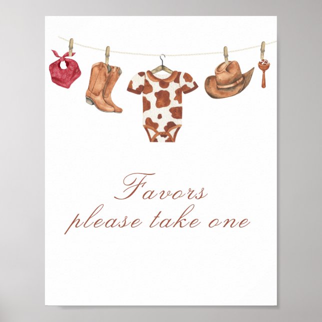 Cowboy baby shower - favors, please take one poster (Vorne)