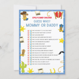 Cowboy Baby Shower Game - Einladung in 12x18 Größe