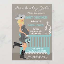 Cowboy Baby Shower Invasion - Blonde Western Einladung
