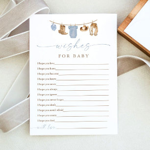 Cowboy-Baby-Shower-Wünsche für Baby-Spielkarte Einladung