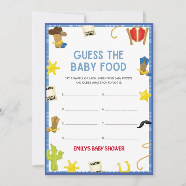 Cowboy Baby Showspiel - Bearbeitbarer Name, Größe  Einladung (Vorderseite)