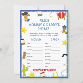 Cowboy Baby Showspiel - Bearbeitbarer Name, Größe Einladung