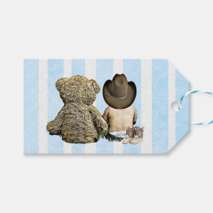 Cowboy Baby und Teddy Bear Danke Geschenkanhänger