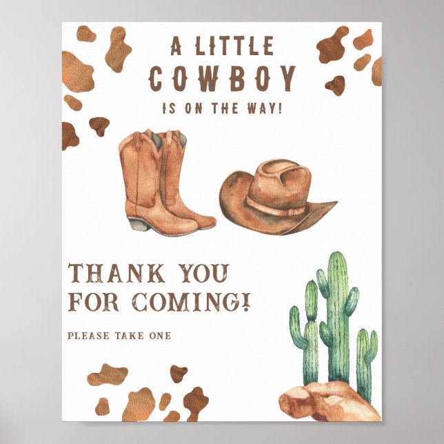 Cowboy-Babydusche Danke, dass Sie kommen Poster (Vorne)