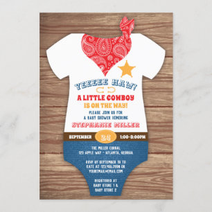 Cowboy-Babydusche, Kuh-Druck, Paisley Einladung