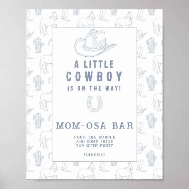 Cowboy Babydusche Momosa Bar Poster (Vorne)