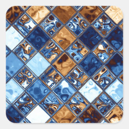 Cowboy Bandana Blue Mosaik Muster Original Art Quadratischer Aufkleber