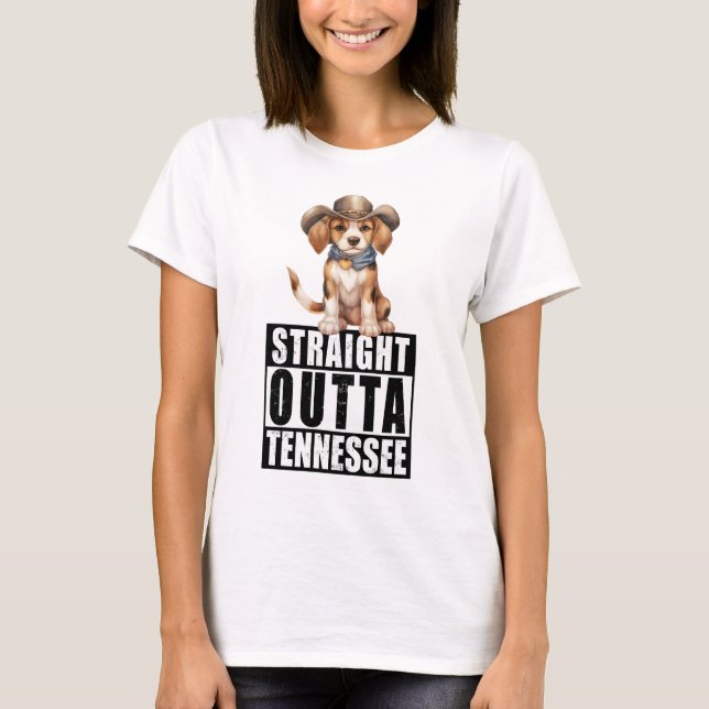 Cowboy Beagle direkt über Tennessee T-Shirt (Vorderseite)