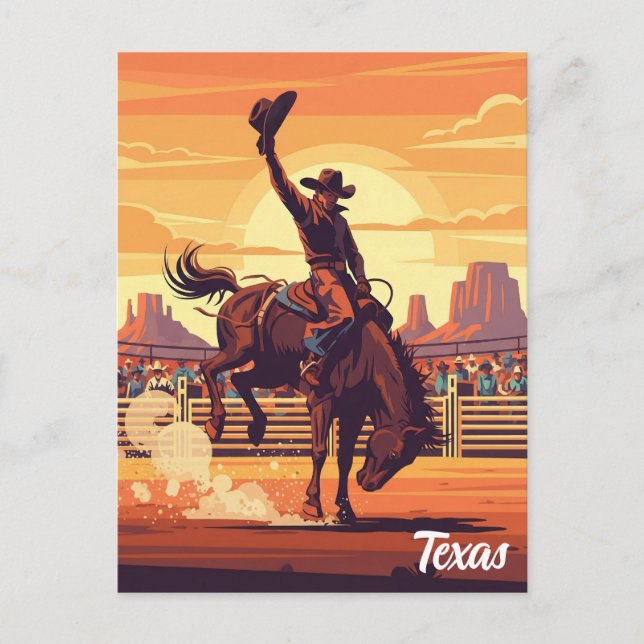 Cowboy bei Rodeo Texas Travel Postkarte (Vorderseite)