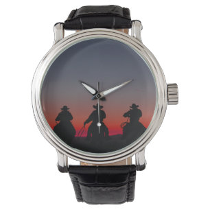 Cowboy bei Sonnenuntergang Armbanduhr