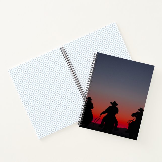 Cowboy bei Sonnenuntergang Notizbuch (Innenseite)