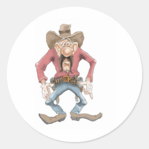 Cowboy bereit Zeichnen Runder Aufkleber