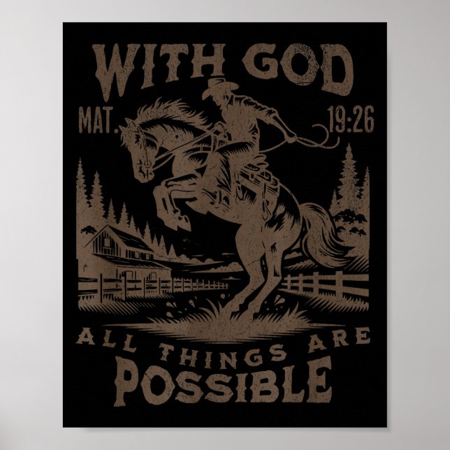 Cowboy-Bibel-Schriftvers Western Jesus für Männer Poster (Vorne)