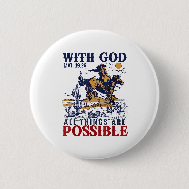 Cowboy Bible Scripture Verse Western Jesus For Men Button (Vorderseite)